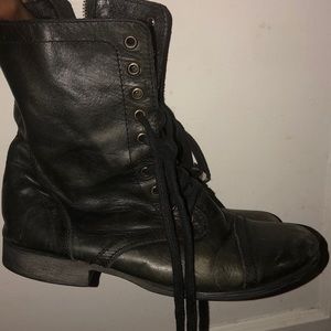 Mildly Distressed Black Steve Madden Combat Boots